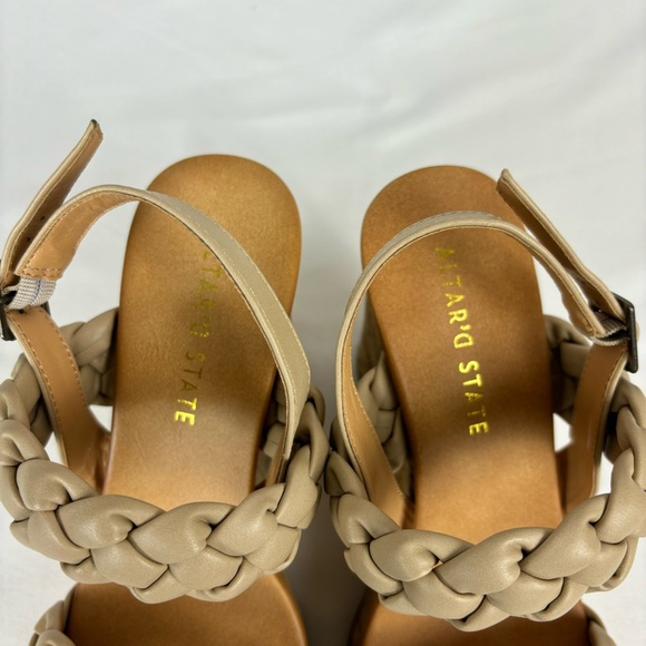Alter’d State Wedge Sandals Braided Straps Comfort Platform Shoes Tan Size 7.5 - Picture 9 of 16
